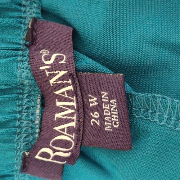 Roaman's teal blue pull on trousers with elastic waist,  Size 26W, NWOT - Picture 6 of 10